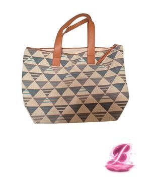 Moda Luxe Boho Woven Tote - Geometric Print - NWOT